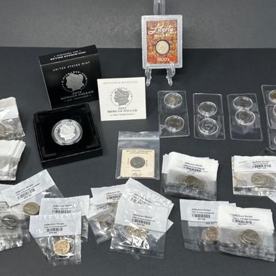 Assorted USA Coins - 2023 Morgan Silver Dollar, Buffalo & Jefferson Nickels