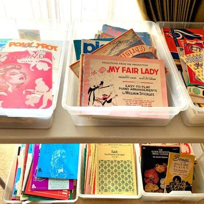 Lots of vintage sheet music, pamphlets and books