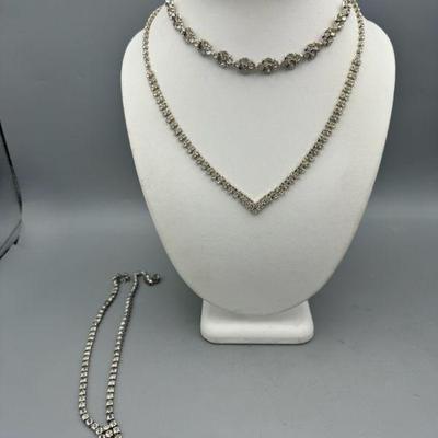 (3) Vintage Rhinestone Necklaces
