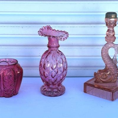 Rare Antique Northwood, Possible Cranberry Fenton, Tiffin Pink Glassware
