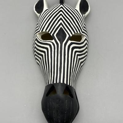 Ceramic Zebra Head Wall Decor, Hand Painted