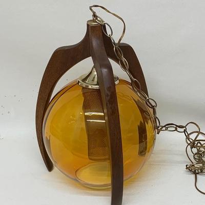 MCM Adrian Pearsall swag lamp with amber globe
