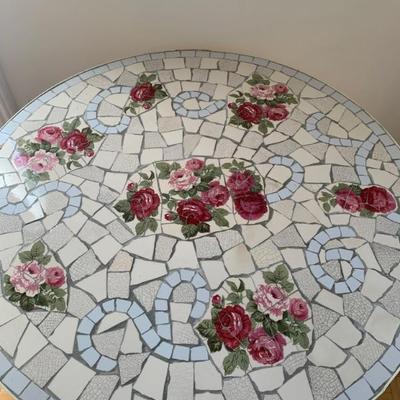 Rose mosaic top cafe table