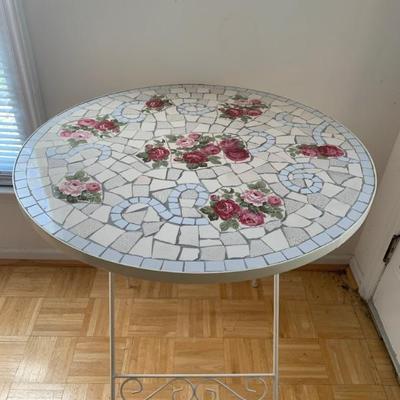 Rose mosaic top cafe table