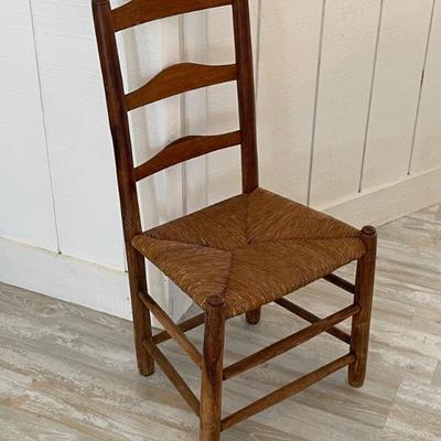 Antique Ladder-back Chair w/ Rush Seat
