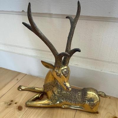 Large heavy brass stag/deer sculpture 