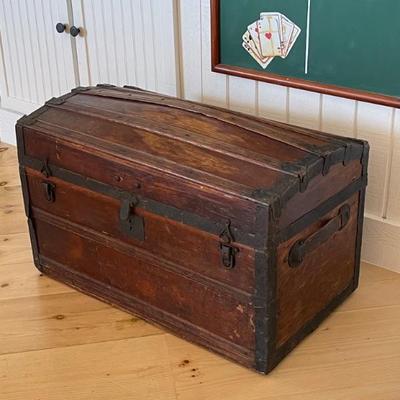 Antique Humpback Steamer Trunk