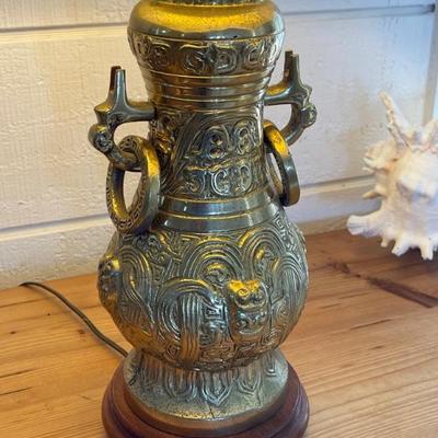 Vintage Brass Dragon Lamp