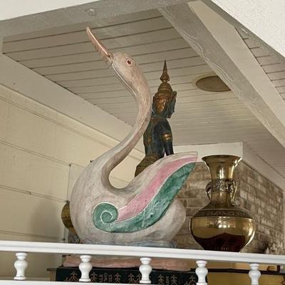 Antique Carved Wooden Swans