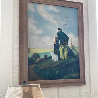 Signed â€œLooking Out To Seaâ€ painting by Nemesio Santuangco