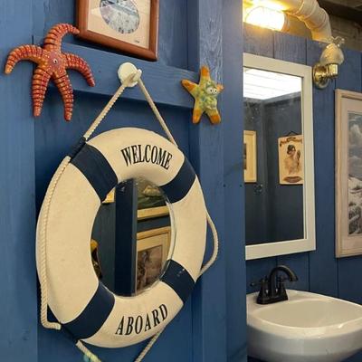 Nautical Decor in Garage Bathroom 