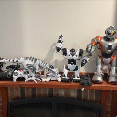 Robots and remote controllers, assorted styles and sizes