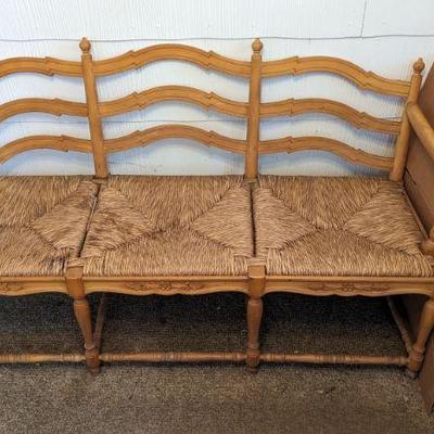 VINTAGE FRENCH COUNTRY LADDERBACK THREE SEATER BENCH