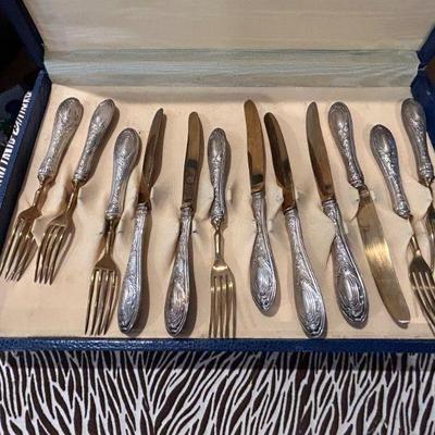 Silver and Gold Washed Dessert Set