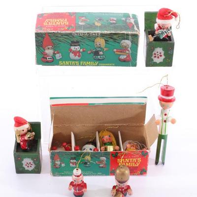 Wood ornaments in boxes