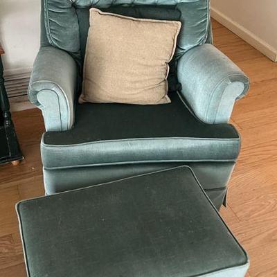 Green chair with ottoman