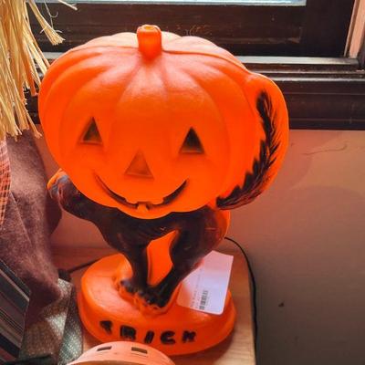 Vintage Black Cat Jack O lantern blow mold