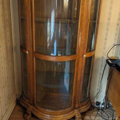 Antique Curved Glass Curio Cabinet 