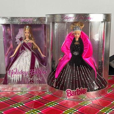 Lot #SB 468 - Mattel Happy Holiday 1998 Barbie #20200 & 2005 Holiday Bob Mackie Gown #G8058