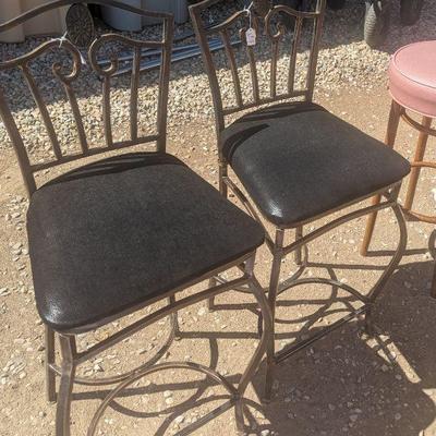 $35 each or both for $60 Metal stools w/black textured fabric seats