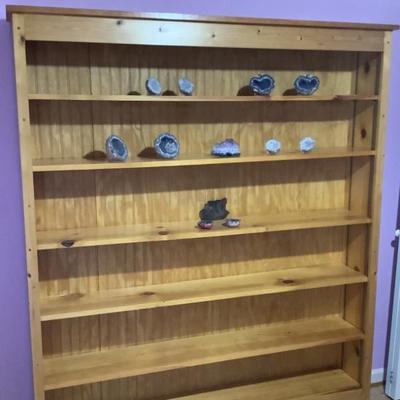 $165 pine handmade display/bookcase with adjustable shelves 73"H 61"W 11"depth