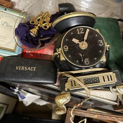 Versace Glass Case and Unique Clock Decor