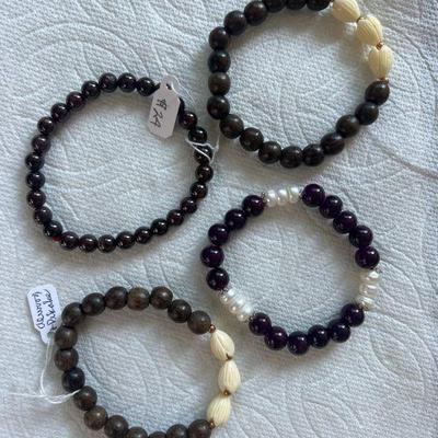 DDD110- Assorted Myrna Lee Chang Bracelets (Pikake/Alwood/Tigers Eyes)