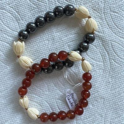 DDD111- Myrna Lee Chang Pikake & Hemitite Bracelets