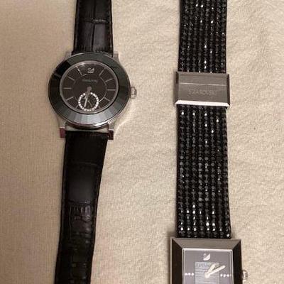 DDD216 Two Womenâ€™s Black Swarovski Watches