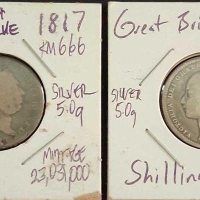 DDD047 - Silver Shillings 1817 And 1872