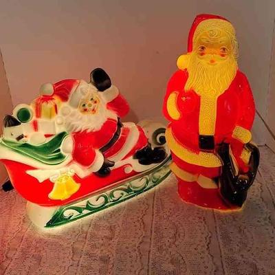 Vintage Santa & Sleigh Blow Molds