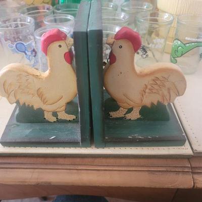 Rooster bookends