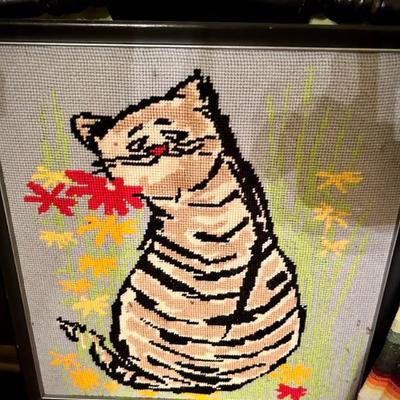 Needlepoint cat