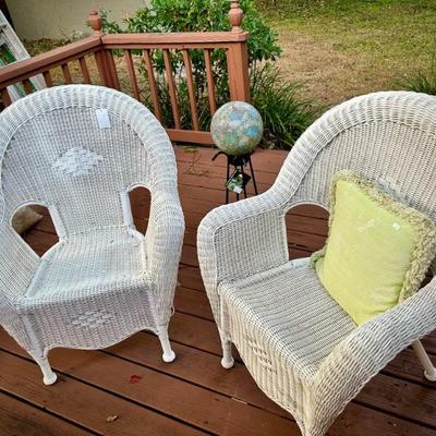 2 outdoor wicker chairs