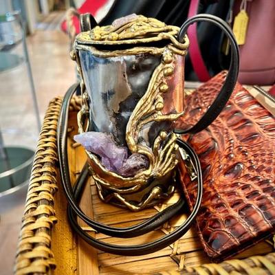 Vintage and newer purses - metal and crystal purse