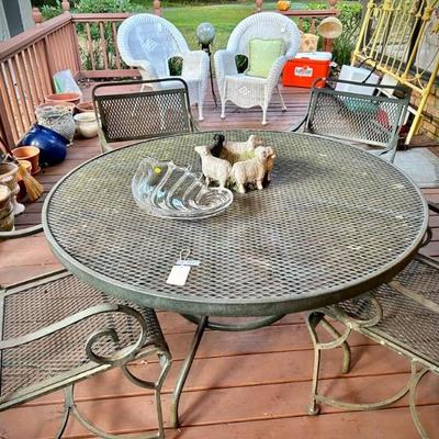 Outdoor wrought iron patio table and 4 chairs