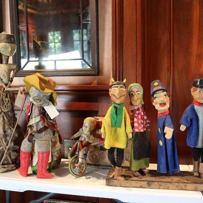 Vintage and antique puppets, toys