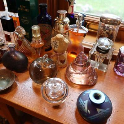 Vintage art glass, perfumes