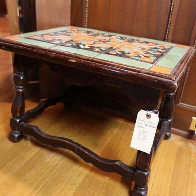 Antique Monterey style tile top table