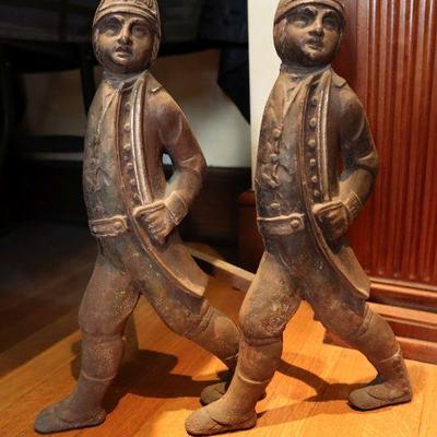 Antique toy soldier andirons
