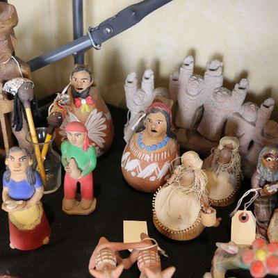 Ocumicho Mexican religious pottery, various Mexican and Central American pottery