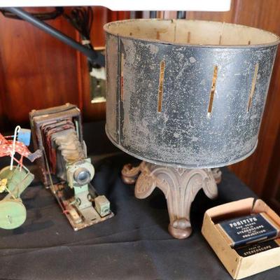Antique zoetrope, antique camera, vintage and antique toys