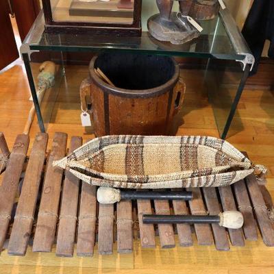 antique rustic xylophone, possibly African, non-Western antique and vintage decor