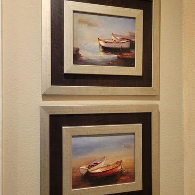 Both boat art pieces 18x16