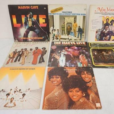 1062	R&B/POP ALBUMS LOT OF 8 INCLUDING SUPREMES, ISLEY BROS, MARVIN GAYE, TEMPTATIONS


