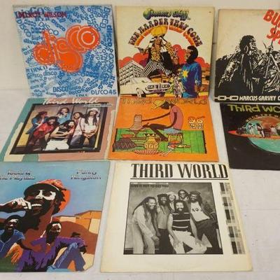 1068	RAGGAE ALBUMS LOT OF 8 INCLUDING THIRD WORLD, DELROY WILSON, JIMMY CLIFF, MARCUS GARVEY, ETC
