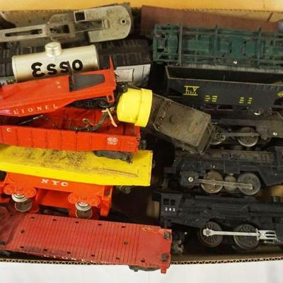 1103	LIONEL TRAIN LOT OF ASSORTED CARS & ENGINES, MOSTLY PART PIECE OR FOR RESTORATION
