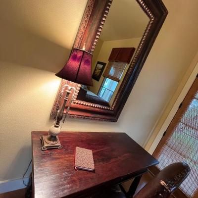 Solid wood desk and mirror