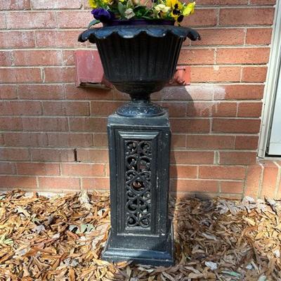 External ornamental metal pots (2) with Pansies