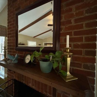 Fireplace Mantel Mirror Candlesticks, Clock